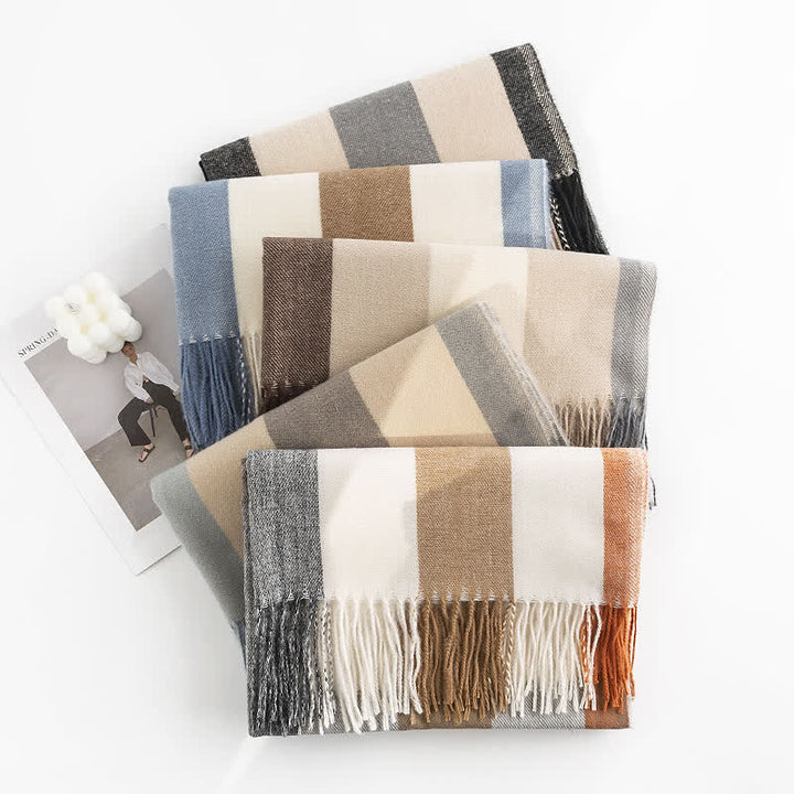 Women's Classy Plaid Imitation Cashmere Scarf - image 3