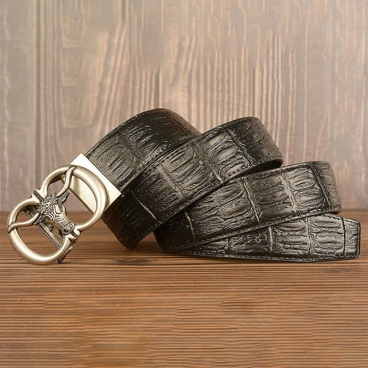 Men's Giant Ox Crocodile Pattern Leather Belt - image 13