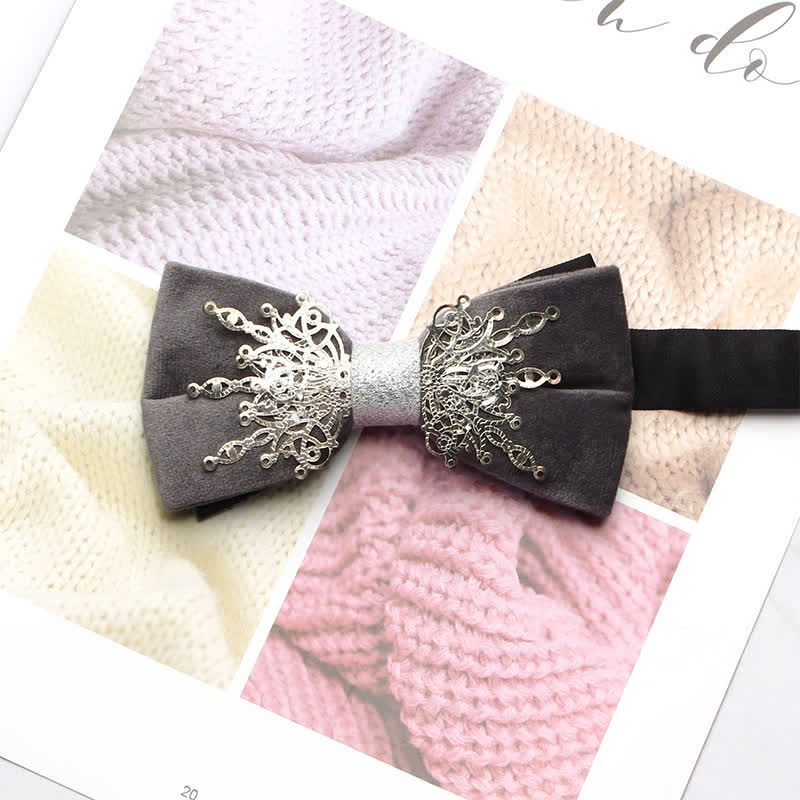 Men's Bling Mosaic Sunburst Velvet Bow Tie - Gray & Silver - image 1