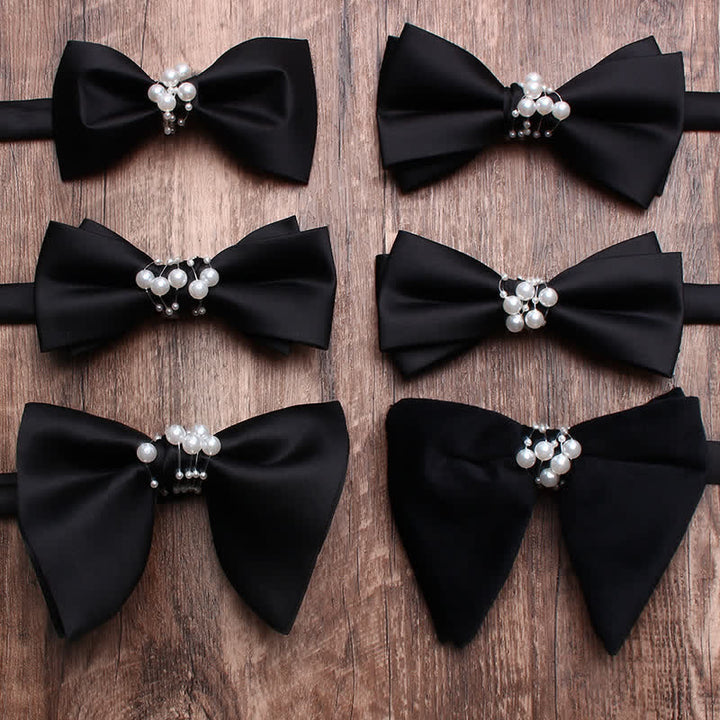 Men's Black Personality Pearls Bow Tie - image 2