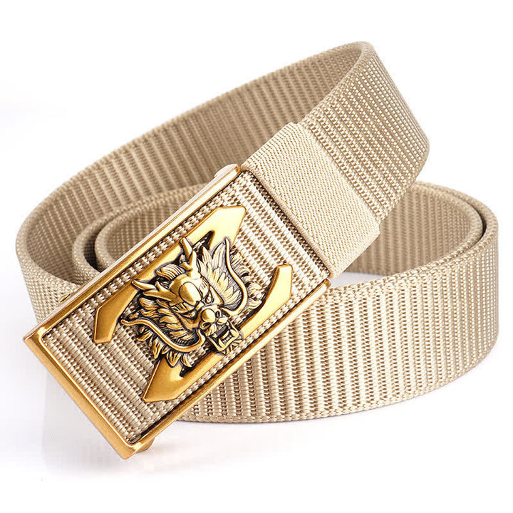 Men's Z Letter Mighty Dragon Nylon Belt - Beige / Gold - 48" - image 12