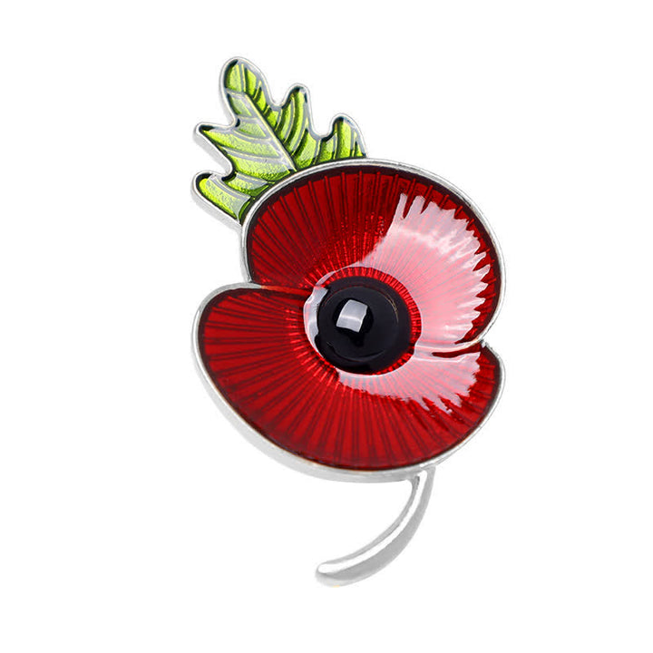 Unisex Memorial Red Poppy Leaf Brooch - image 6
