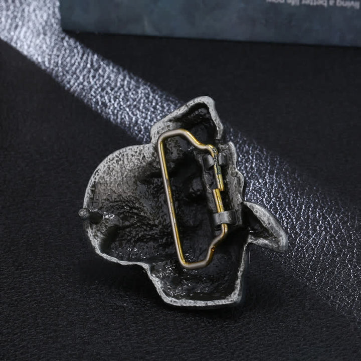 Men's DIY Creative Skull Head With Hat Buckle Leather Belt - image 1