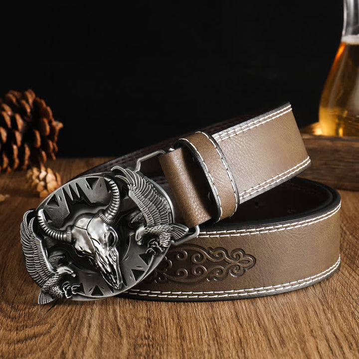 Men's Vintage Bull & Dual Eagles Leather Belt - Style #12 - 42 - image 26