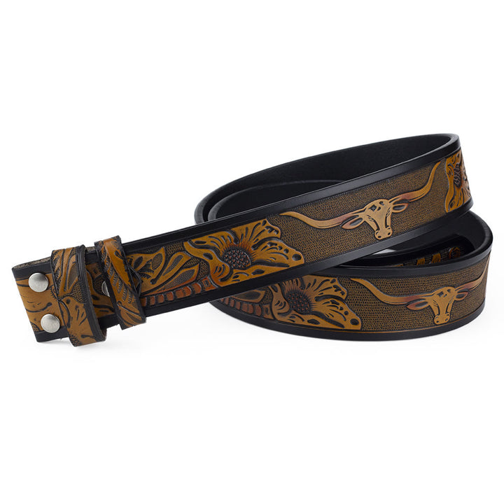 Men's DIY American Flag Cowboy Buckle Leather Belt - image 17