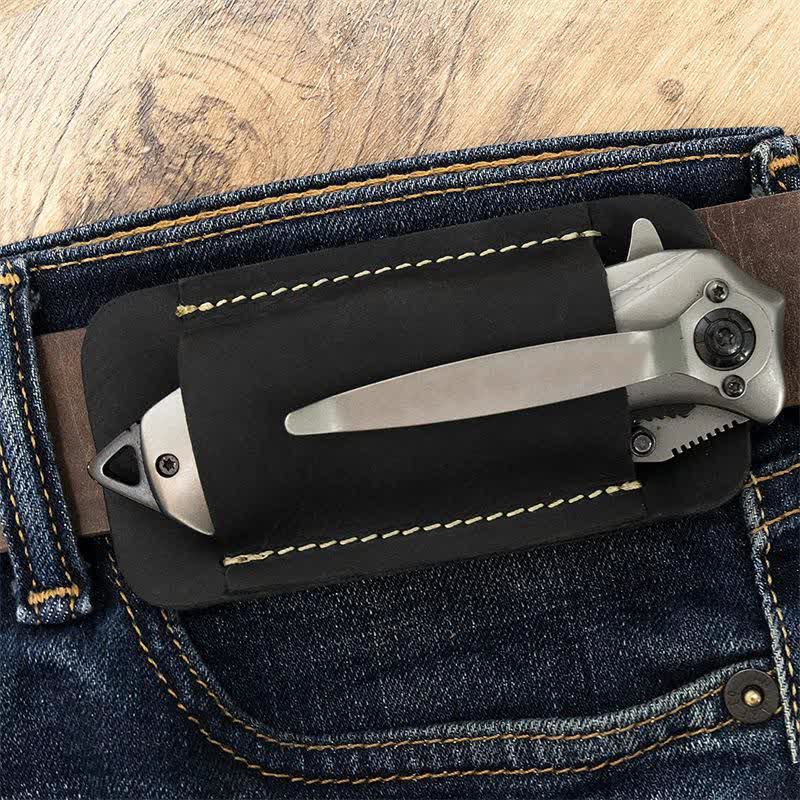 Horizontal Carry Leather Sheath Open Bottom Belt Bag - image 1