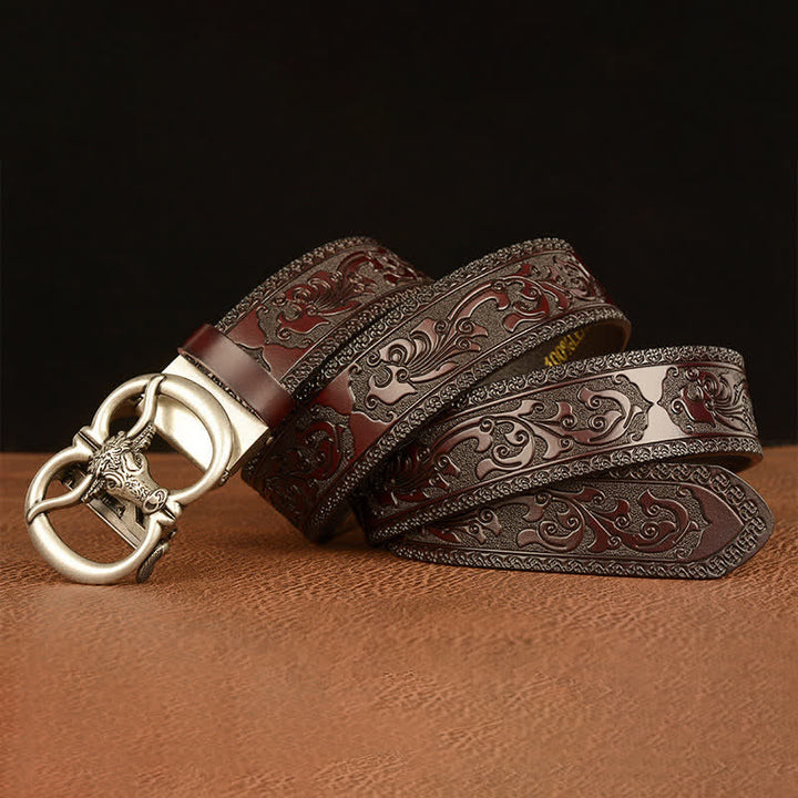 Men's Bull Head Buckle Leather Belt - image 14