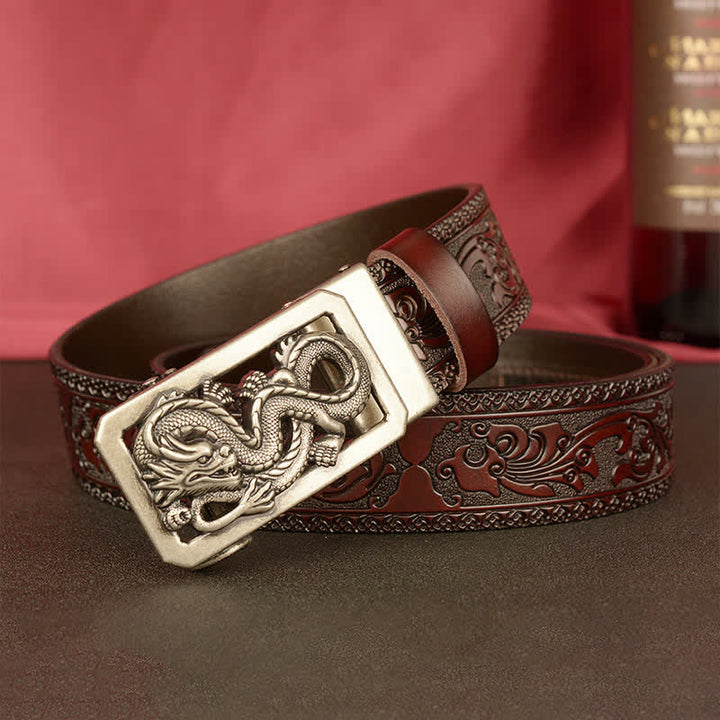 Men's Coiling Dragon Embossing Leather Belt - image 15