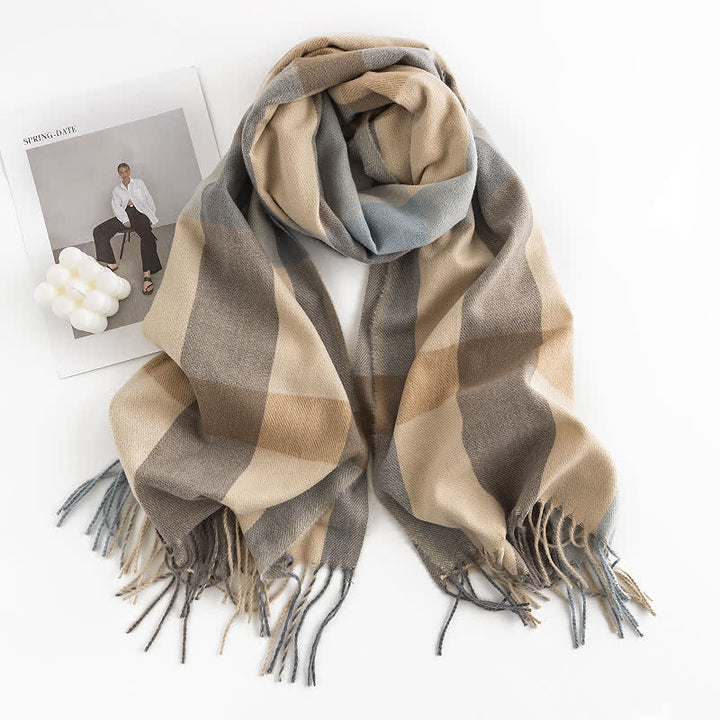 Women's Classy Plaid Imitation Cashmere Scarf - image 7
