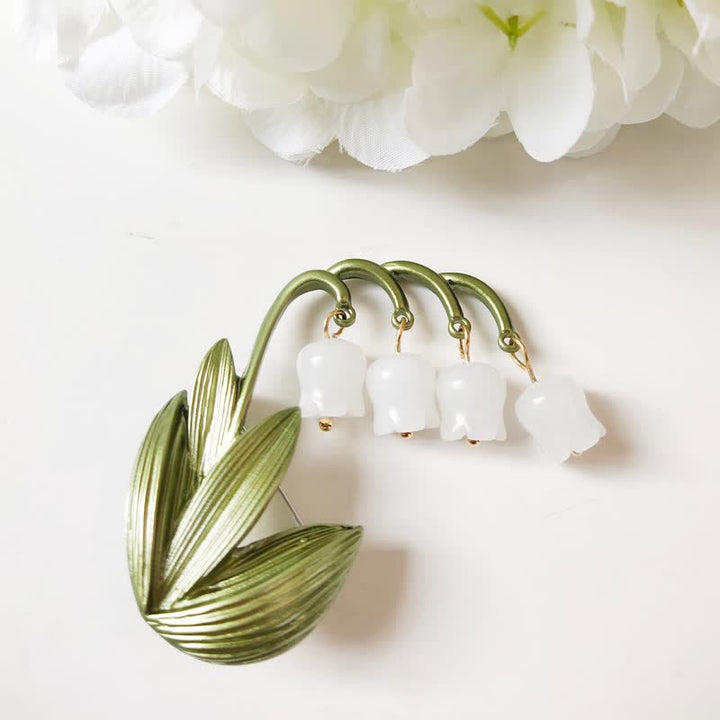 Women's Pure White Lily Of The Valley Brooch - Green - image 0
