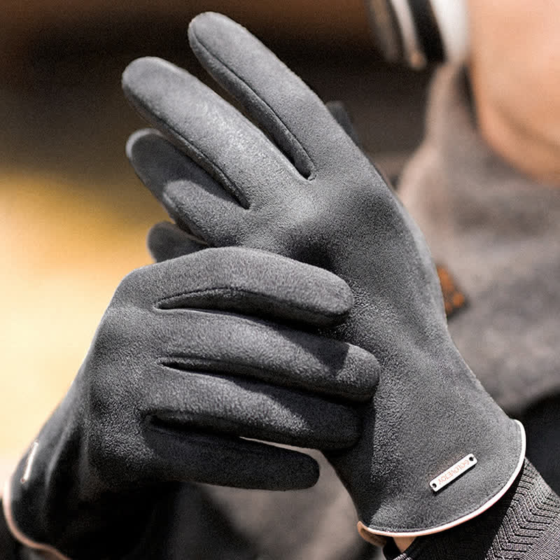 Suede Thermal Velvet Split Finger Gloves - image 13