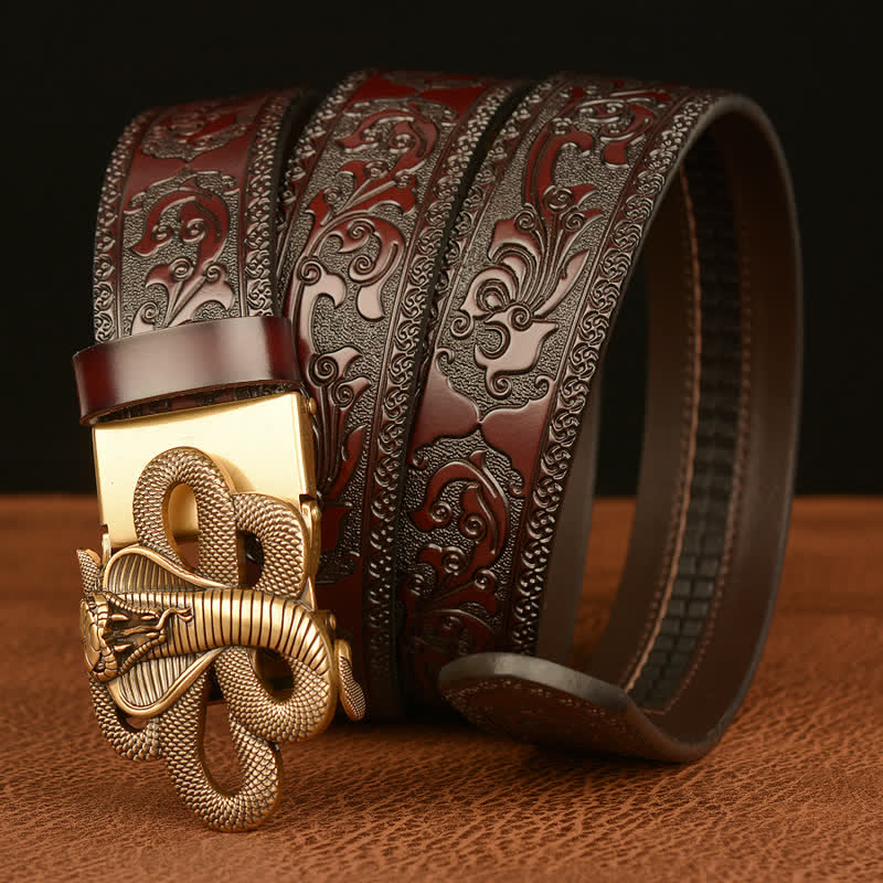 Men's Snake Medallion Buckle Leather Belt - image 1