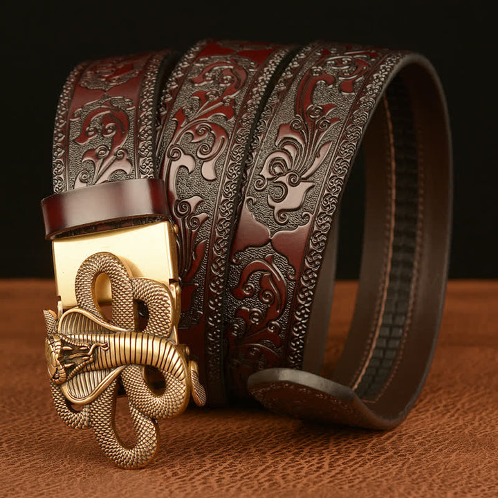 Men's Snake Medallion Buckle Leather Belt - image 1