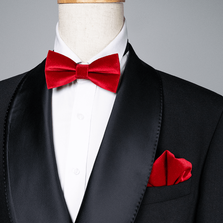 Men's Bright Red Solid Color Velvet Bow Tie - image 0