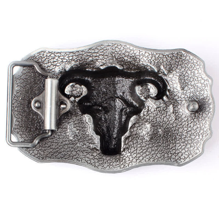 Men's DIY Goat Skull Turquoise Buckle Leather Belt - image 1