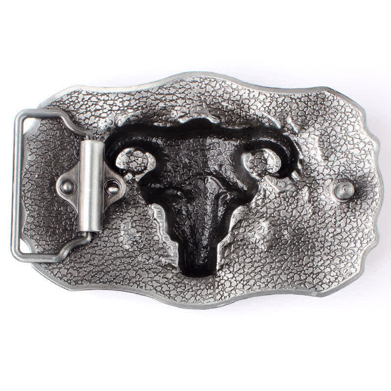 Men's DIY Goat Skull Turquoise Buckle Leather Belt - image 1