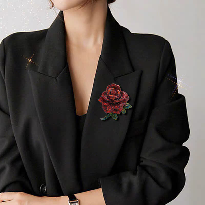 Women's Classy Rose Rhinestone Brooch - image 1