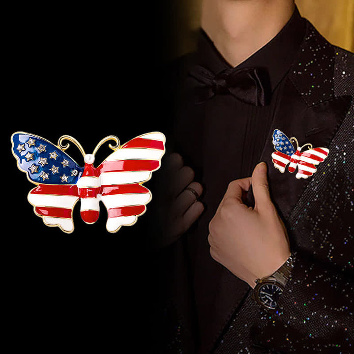 Men's American Flag Butterfly Brooch - Butterfly - image 0