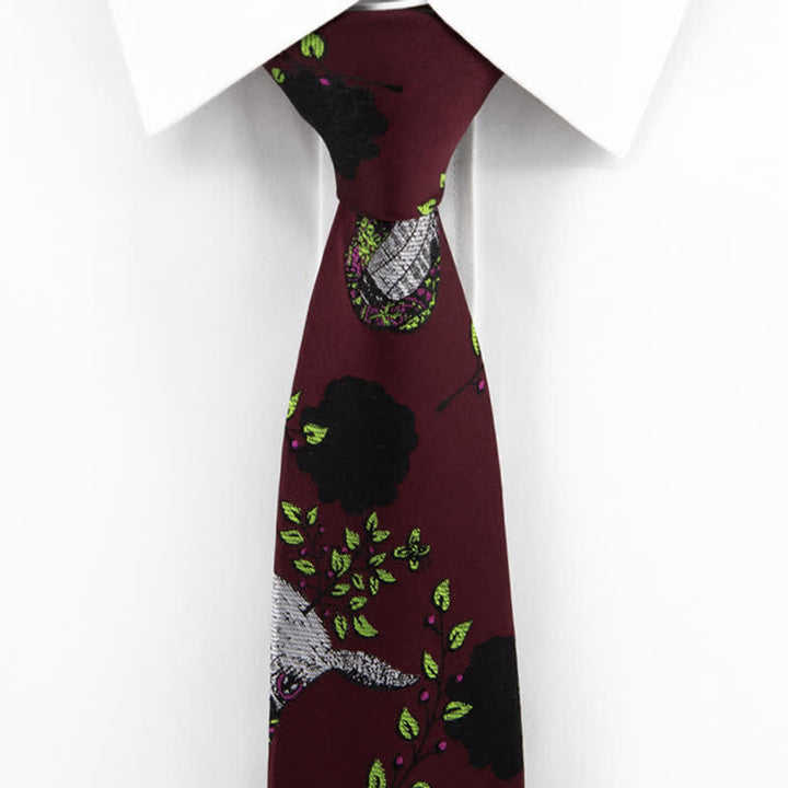 Men's Burgundy Black Rose & Deer Necktie - image 1