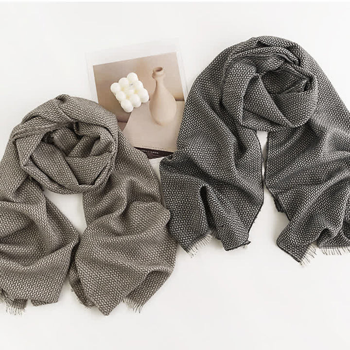 Women's Chunky Simple Herringbone Tassel Scarf - image 3