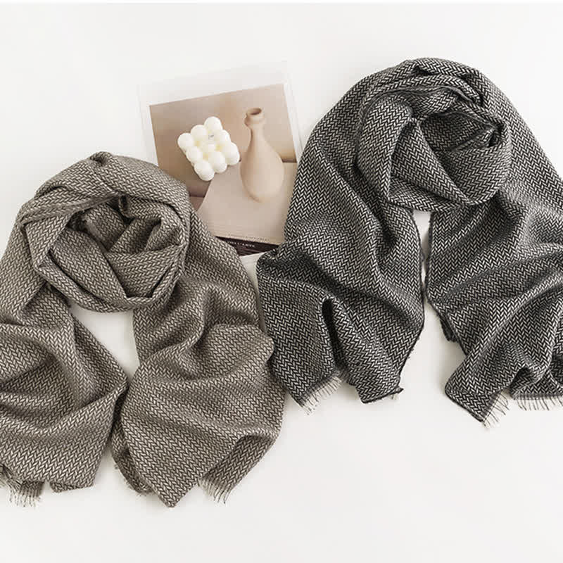 Women's Chunky Simple Herringbone Tassel Scarf - image 3
