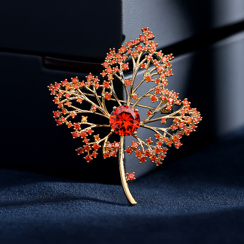 Women's Graceful Autumn Maple Brooch - Gold - image 0
