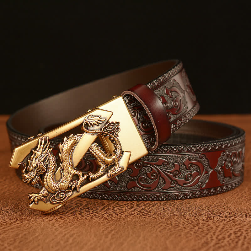 Men's Embossing Retro Dragon Z Letter Leather Belt - image 2