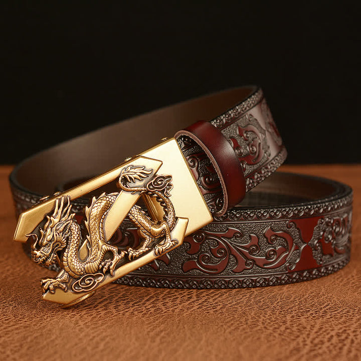 Men's Embossing Retro Dragon Z Letter Leather Belt - image 2