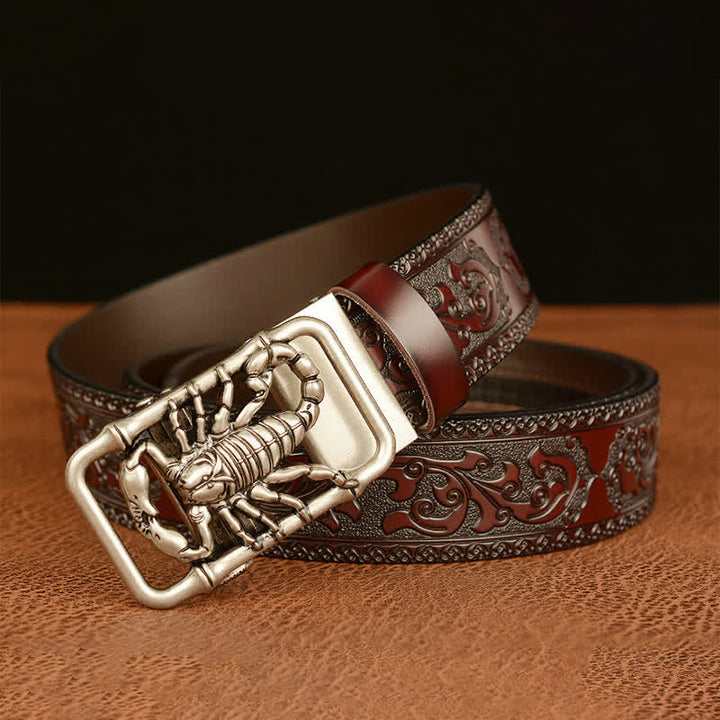 Men's Scorpion Embossed Engraved Leather Belt - image 17