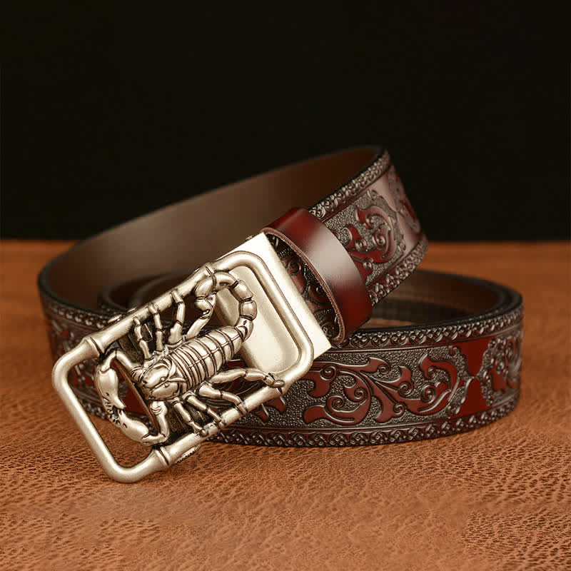 Men's Scorpion Embossed Engraved Leather Belt - image 17