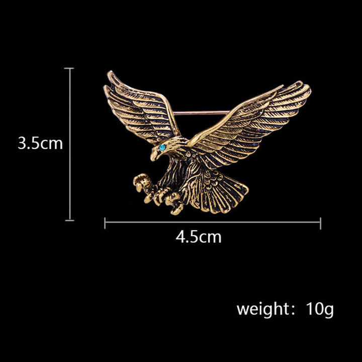 Men's Bald Hawk Green Eye Brooch - image 3