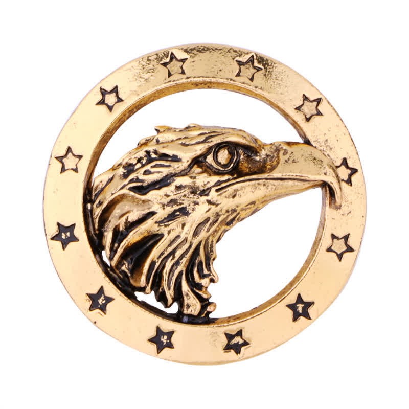 Men's Circle Hawk Head Brooch - image 5