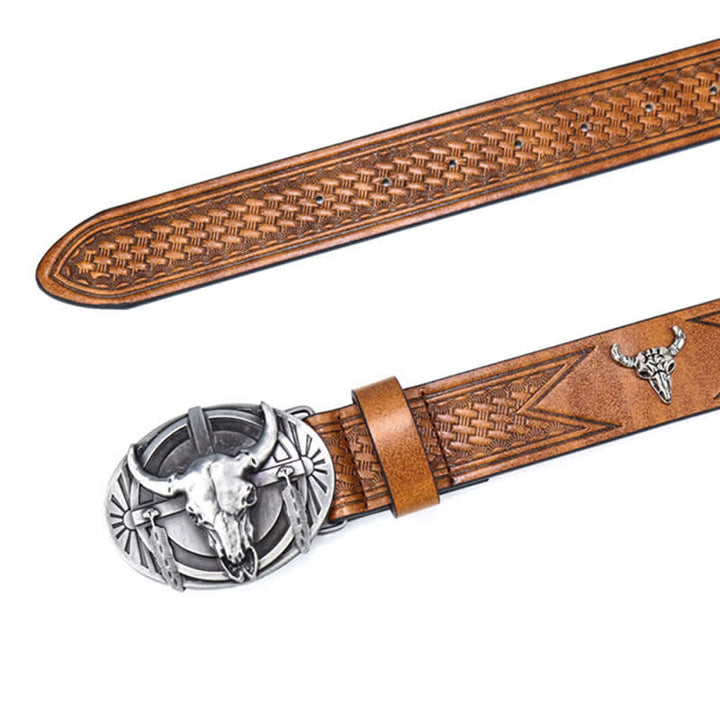 Men's Engraved Mad Bull Leather Belt - image 7