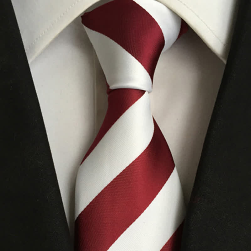 Men's Peppy Block Striped Necktie - Burgundy & White - image 1