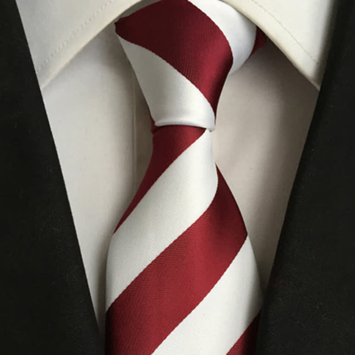 Men's Peppy Block Striped Necktie - Burgundy & White - image 1