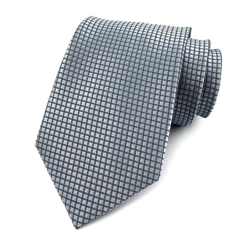 Men's Solid Color Subtle Checked Office Necktie - Gray - image 2
