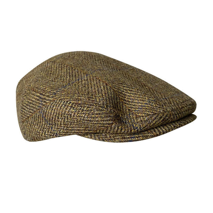 Tweed Herringbone Plaid Beret Flat Cap - Olive-Brown - L (23 1/4"-23 5/8") - image 10