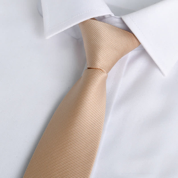 Men's Solid Color Zipper Tie Adjustable Necktie - Champagne - image 12