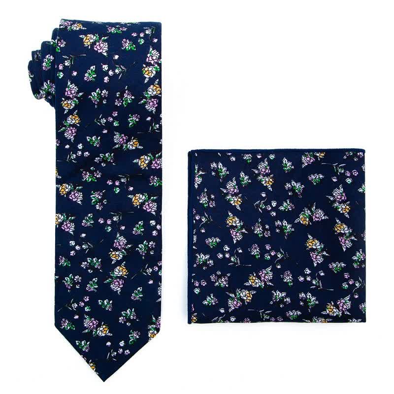 2Pcs Men's Literary Art Floral Necktie Set - Style #1 - image 1