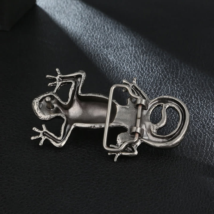 Men's DIY Unique Animal Silver Lizard Buckle Leather Belt - image 1