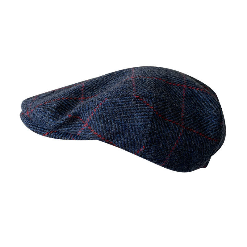 Countryside Dark Blue Red Plaid Beret Cap - image 2