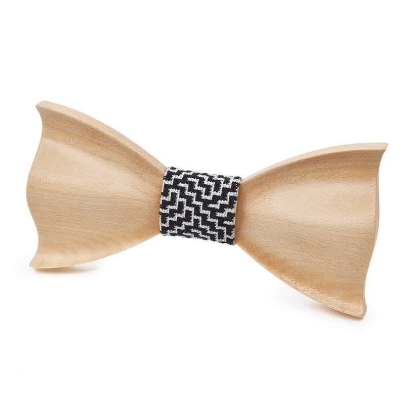 Men's Classic Maple Wooden Bow Tie - White #8 - image 20