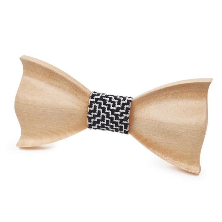 Men's Classic Maple Wooden Bow Tie - White #8 - image 20