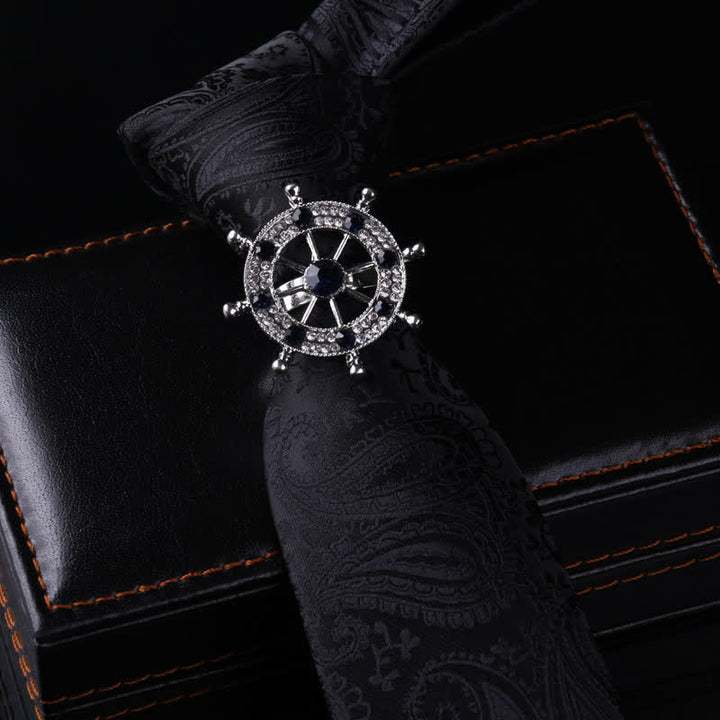 Men's Royal Throwback Pin Buckle Necktie - Helm & Black Paisley - image 6