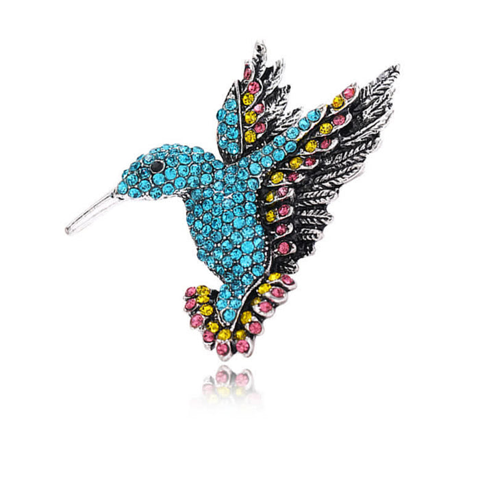 Women's Hummingbird Rhinestone Brooch - Blue - image 10