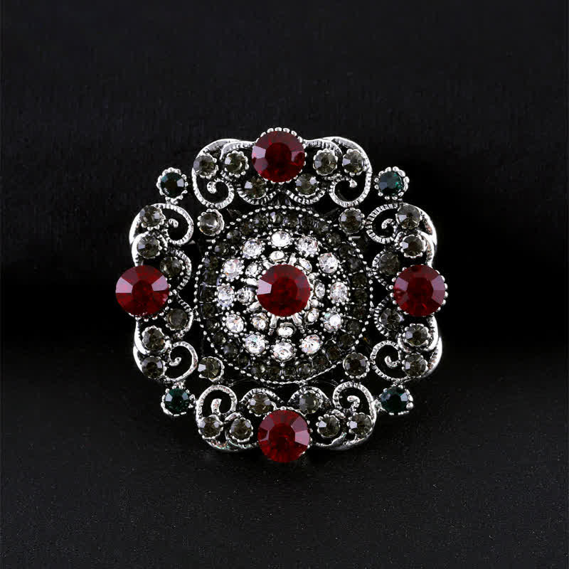 Women's Baroque Palace Crystal Brooch - Red Round - image 6