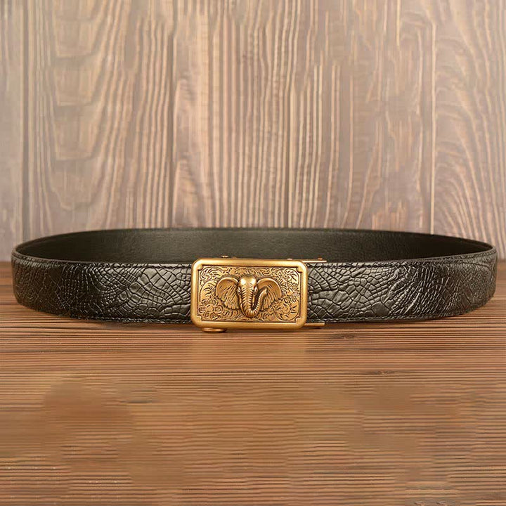 Men's Punk Elephant Alligator Pattern Leather Belt - image 4