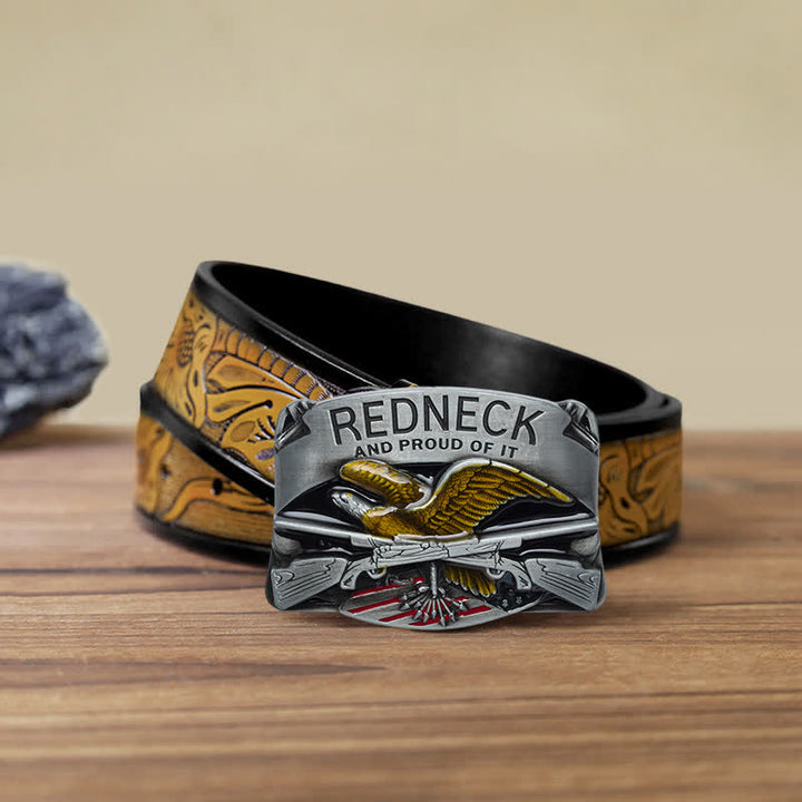 Men's DIY Redneck Enameled Eagle Buckle Leather Belt - Eagle - SandyBrown Belt (40) - image 13