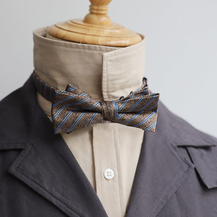 Men's Versatile Coffee Striped Bow Tie - Style #7 - image 7