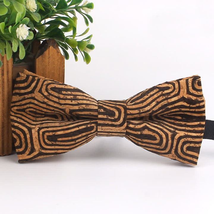 Men's Wood Grain Geometric Print Multi-Color Bow Tie - Style #7 - image 14